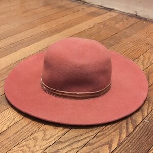 Wide Brimmed Dusty Rose Felted Wool Hat
